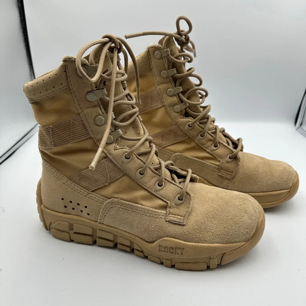Rocky Outdoor Gear C4Trainer Tan Suede Leather Military‎ Tactical Boots Mens 5.5